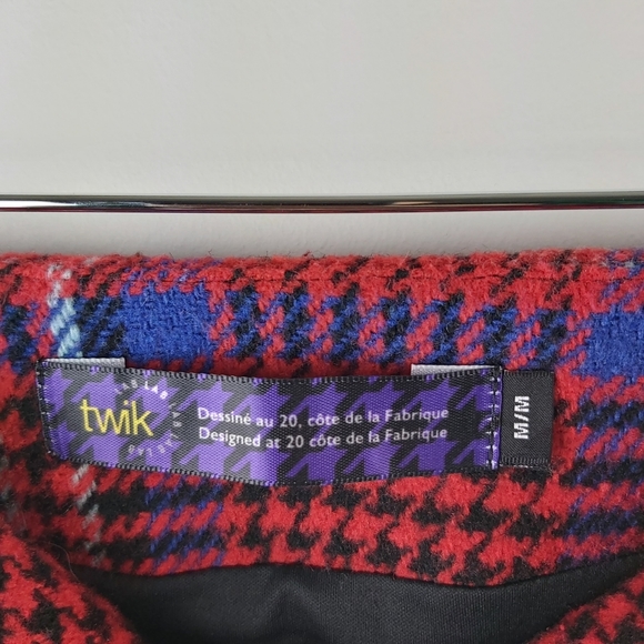 Simons Twik Wool Blend Plaid Double Zip Mini Skirt - Picture 4 of 5